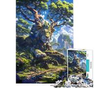 Puzzle per adulti da 1000 pezzi con il leone il custode del tempio magico gioco per famiglie ideale per migliorare la memoria regalo di Natale o di compleanno (dimensioni 50x75cm)