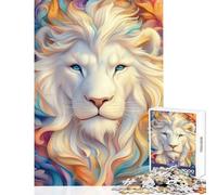 Puzzle per adulti da 1000 pezzi con il maestoso Re Leone Bianco Gioco educativo un'opera d'arte per la decorazione della casa Allena la mente e le mani (38x26cm)