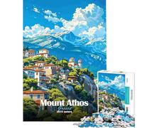 Puzzle per adulti da 1000 pezzi con il Monte Athos Grecia Gioco di logica e analisi per adulti decorazione da parete compleanno e Natale (dimensioni 38x52cm)