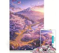 Puzzle per adulti da 1000 pezzi con il Monte Fuji e il paesaggio dei ciliegi in fiore gioco fai-da-te divertente antistress con poster e foglio di curiosità abbinati 50x75cm