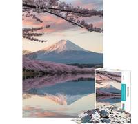 Puzzle per adulti da 1000 pezzi con il Monte Fuji e il riflesso dei fiori di ciliegio Gioco per famiglie stimolante ideale come regalo Difficile (dimensioni 50x75cm)