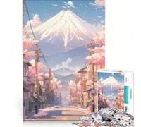 Puzzle per adulti da 1000 pezzi con il Monte Fuji e la via dei ciliegi in fiore gioco pratico impegnativo da completare collezione d'artista belle arti 50x75cm