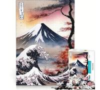 Puzzle per adulti da 1000 pezzi con il Monte Fuji e l'onda di Kanagawa, gioco rilassante, allena la mente e la mano, compleanni e altre occasioni 38x52cm