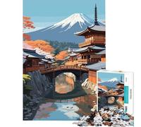 Puzzle per adulti da 1000 pezzi con il Monte Fuji giapponese giocattolo educativo gioco per famiglie sfida impegnativa regalo di Babbo Natale segreto (dimensioni 38x26cm)