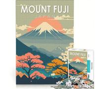 Puzzle per adulti da 1000 pezzi con il Monte Fuji in stile retrò, giocattolo educativo, difficile, ideale come elemento della lista dei desideri con Babbo Natale 50x75cm