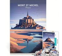 Puzzle per adulti da 1000 pezzi con il Monte San Michele - Francia, giocattolo educativo, ideale per passare il tempo durante le vacanze, regalo per amici e familiari 50x75cm