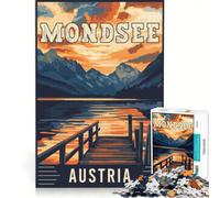 Puzzle per adulti da 1000 pezzi con il paesaggio di Mondsee in Austria, gioco divertente per tutta la famiglia, con pezzi a incastro di forma casuale 50x75cm