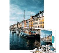 Puzzle per adulti da 1000 pezzi con il porto di Nyhavn Copenaghen Danimarca Sfida per l'intelligenza giocattolo avvincente giochi per famiglie decorazione per la casa ottimo regalo (38x26cm)