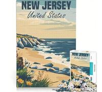 Puzzle per adulti da 1000 pezzi con il poster della costa del New Jersey giochi educativi taglio di precisione collezione d'artista belle arti 50x75cm
