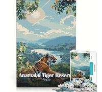 Puzzle per adulti da 1000 pezzi con il poster della Riserva delle Tigri di Anamalai, India Gioco pratico, ideale per passare il tempo durante le vacanze o per rafforzare l'amore di coppia 50x75cm