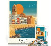 Puzzle per adulti da 1000 pezzi con il poster della spiaggia di Cadice, gioco rompicapo, divertente antistress, regalo stimolante 38x52cm