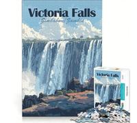 Puzzle per adulti da 1000 pezzi con il poster delle Cascate Vittoria gioco rompicapo per divertimento in famiglia per rafforzare l'amore tra le coppie 50x75cm