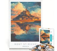 Puzzle per adulti da 1000 pezzi con il poster di Mont Saint-Michel, gioco rilassante, divertente e spiritoso, regalo di compleanno, regalo 50x75cm