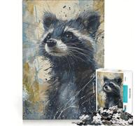 Puzzle per adulti da 1000 pezzi con il procione curioso, gioco educativo, difficile, compleanno e Natale 50x75cm