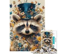 Puzzle per adulti da 1000 pezzi con il procione e il bandito elegante Attività per tutta la famiglia stimolanti da completare ideali come regalo 38x26cm