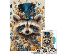 Puzzle per adulti da 1000 pezzi con il procione e il bandito elegante Puzzle per adolescenti ideale per passare il tempo in casa durante le vacanze Gioco di sfida unico 38x52cm