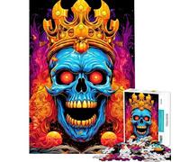 Puzzle per adulti da 1000 pezzi con il re teschio di Halloween gioco rilassante per passare il tempo a casa attività divertenti da fare in casa (dimensioni 38x26cm)
