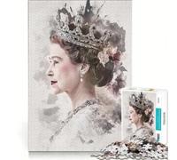 Puzzle per adulti da 1000 pezzi con il ritratto della regina Elisabetta II ideale per rilassarsi e divertirsi a casa con poster e foglio di curiosità abbinati 38x52cm