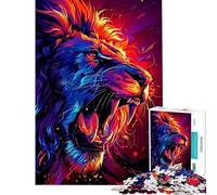 Puzzle per adulti da 1000 pezzi con il ruggito del leone al neon gioco pratico per adulti divertimento in famiglia compleanno e Natale (dimensioni 50x75cm)