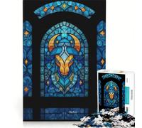 Puzzle per adulti da 1000 pezzi con il segno zodiacale del Toro e vetrata artistica gioco rompicapo antistress da aggiungere alla lista dei desideri con Babbo Natale 38x26cm