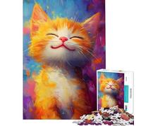 Puzzle per adulti da 1000 pezzi con il sorriso di un gatto gioioso Un gioco interattivo un'opera d'arte compleanno e Natale (dimensioni 38x52cm)