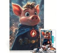 Puzzle per adulti da 1000 pezzi con il super maiale eroe gioco per famiglie difficile e stimolante compleanno e Natale 38x52cm