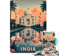 Puzzle per adulti da 1000 pezzi con il Taj Mahal e il poster dell'India Gioco interattivo per adulti decorazione per la casa compleanni e occasioni speciali (dimensioni 38x52cm)