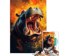 Puzzle per adulti da 1000 pezzi con il tema "Ippopotamo infuocato Ruggito" Gioco rilassante che stimola l'intelligenza e crea dipendenza Ottimo regalo per tutta la famiglia (dimensioni 75x50cm)