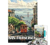 Puzzle per adulti da 1000 pezzi con il tram di San Francisco Aiuta a stimolare la mente Regalo di compleanno Decorazione per la casa Giocattolo adatto a persone dai 14 anni in su (50x75cm)