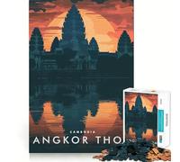 Puzzle per adulti da 1000 pezzi con il tramonto di Angkor Thom,gioco di assemblaggio,gioco di logica,divertente e rilassante,ideale per compleanni (50x75cm)