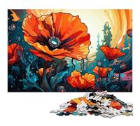 Puzzle per adulti da 1000 pezzi con illustrazione colorata del papavero della California puzzle con poster abbinato e foglio di quiz 1000 pezzi (75x50 cm)