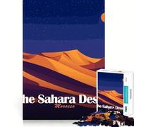 Puzzle per adulti da 1000 pezzi con illustrazione del deserto del Sahara di notte,disegno preciso dai bordi,esercizio mentale,gioco divertente e tranquillo,ideale per compleanni (38x26cm)