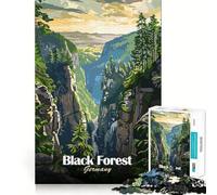 Puzzle per adulti da 1000 pezzi con illustrazione del paesaggio della Foresta Nera in Germania,incastro preciso,decorazione,gioco di abilità mentale,divertimento spensierato,decorazione artistica
