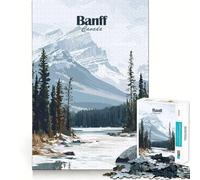 Puzzle per adulti da 1000 pezzi con illustrazione del paesaggio montano di Banff,Canada Gioco di logica a incastro,facile da giocare Decorazione natalizia da parete (50x75cm)