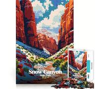Puzzle per adulti da 1000 pezzi con illustrazione del Parco Statale di Snow Canyon, disegno dai bordi precisi, gioco creativo, gioco per momenti di relax, opera d'arte natalizia (38x52cm)