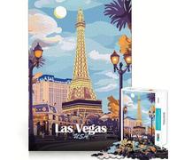 Puzzle per adulti da 1000 pezzi con illustrazione della Torre Eiffel di Las Vegas,bordo di alta qualità,gioco cognitivo,gioco casual,divertimento per compleanni (38x26cm)