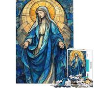 Puzzle per adulti da 1000 pezzi con illustrazione della Vergine Maria in vetro colorato Puzzle per ragazzi ideale per passare il tempo in casa durante le vacanze Gioco di sfida unico 50x75cm