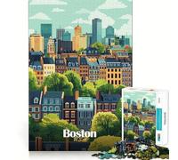 Puzzle per adulti da 1000 pezzi con illustrazione dello skyline di Boston,taglio perfetto,divertente gioco per allenare la mente,gioco rilassante,regalo di compleanno (38x52cm)