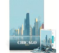 Puzzle per adulti da 1000 pezzi con illustrazione dello skyline di Chicago,bordi sottili,gioco creativo,divertente e rilassante,regalo di compleanno (50x75cm)