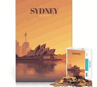 Puzzle per adulti da 1000 pezzi con illustrazione dello skyline di Sydney, Australia, con bordi precisi Gioco stimolante per la mente, gioco tranquillo, ideale per compleanni (38x26cm)