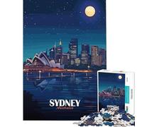 Puzzle per adulti da 1000 pezzi con illustrazione dello skyline notturno di Sydney Australia Sfida per l'intelligenza gioco divertente e antistress regalo per donne e uomini (dimensioni 38x26cm)