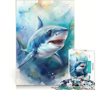 Puzzle per adulti da 1000 pezzi con illustrazione di Baby Shark ad acquerello gioco rilassante e antistress collezione d'artista belle arti 38x26cm