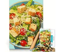 Puzzle per adulti da 1000 pezzi con illustrazione di insalata Caesar fresca,bordi sottili,giocattolo creativo per risolvere problemi,rilassante,per compleanno,artistico (38x26cm)
