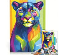Puzzle per adulti da 1000 pezzi con illustrazione di pantera colorata in stile pop art, gioco divertente, gara di velocità manuale, collezione d'artista, belle arti 50x75cm