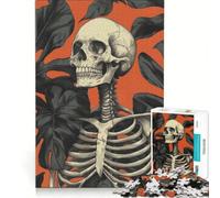 Puzzle per adulti da 1000 pezzi con illustrazione di scheletro e foglie di Monstera gioco rilassante migliora la memoria compleanno e Natale 38x26cm