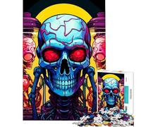 Puzzle per adulti da 1000 pezzi con illustrazione di teschi e cervelli colorati Gioco rilassante per adulti perfetto come decorazione e ideale come regalo (dimensioni 50x75cm)