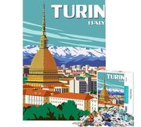 Puzzle per adulti da 1000 pezzi con illustrazione di Torino Italia poster di viaggio Gioco educativo per tutta la famiglia ideale come regalo per chi ama giocare e migliorare la memoria (50x75cm)