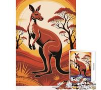 Puzzle per adulti da 1000 pezzi con illustrazione di un canguro nell'outback australiano giocattolo educativo opera d'arte regalo gioco educativo con poster abbinato e foglio di quiz 50x75cm