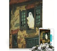 Puzzle per adulti da 1000 pezzi con illustrazione di un fantasma alla finestra, gioco educativo, impegnativo da completare, ideale per compleanni e Natale 50x75cm
