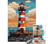 Puzzle per adulti da 1000 pezzi con illustrazione di un faro rosso e bianco Un puzzle impegnativo da completare un rompicapo stimolante per ragazzi dai 14 anni in su 50x75cm